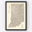 Vintage Map of Indiana 1933