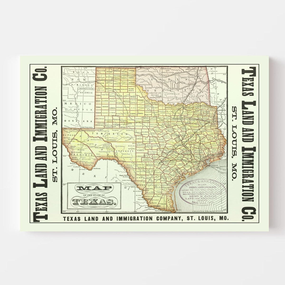 Vintage Map of Texas 1876, photo 4 of 5