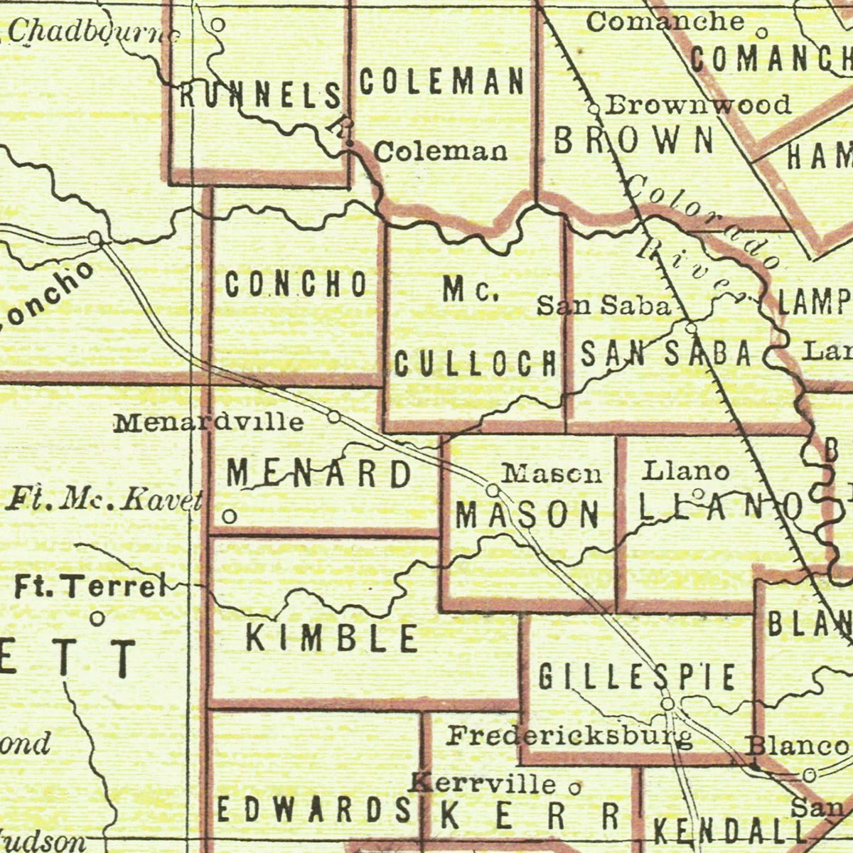 Vintage Map of Texas 1876, photo 2 of 5