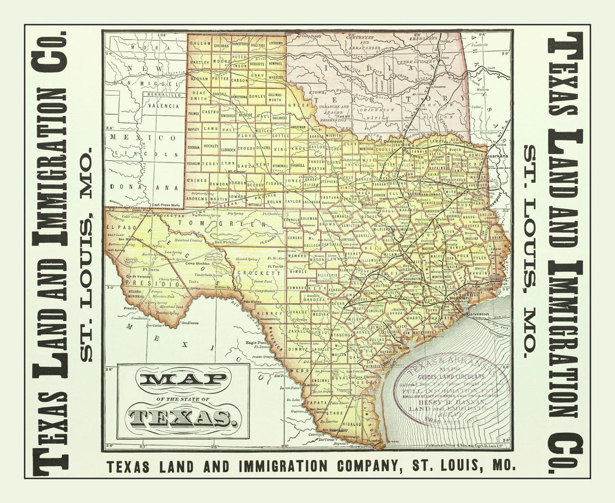 Vintage Map of Texas 1876, photo 5 of 5