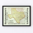 Vintage Map of Texas 1876