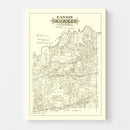 Vintage Map of Fannin County, Texas 1870