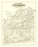 Vintage Map of Fannin County, Texas 1870