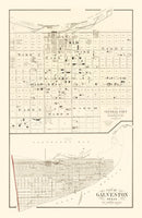 Vintage Map of Galveston, Texas 1889