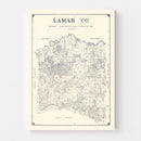 Vintage Map of Lamar County, Texas 1889