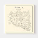 Vintage Map of Rains County, Texas 1888