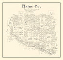 Vintage Map of Rains County, Texas 1888