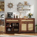 Sideboard Storage Cabinet with Rattan Doors and Drawer-Brown by LJGDeals