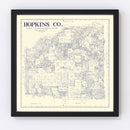 Vintage Map of Hopkins County, Texas 1885