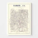 Vintage Map of Parker County, Texas 1889