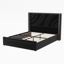 Modern Upholstered LED Bed Frame With Storage Drawers, Wingback Headboard, RGB Light by HouseOfZazla