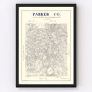 Vintage Map of Parker County, Texas 1889