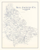 Vintage Map of San Jacinto County, Texas 1889