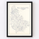 Vintage Map of San Jacinto County, Texas 1889