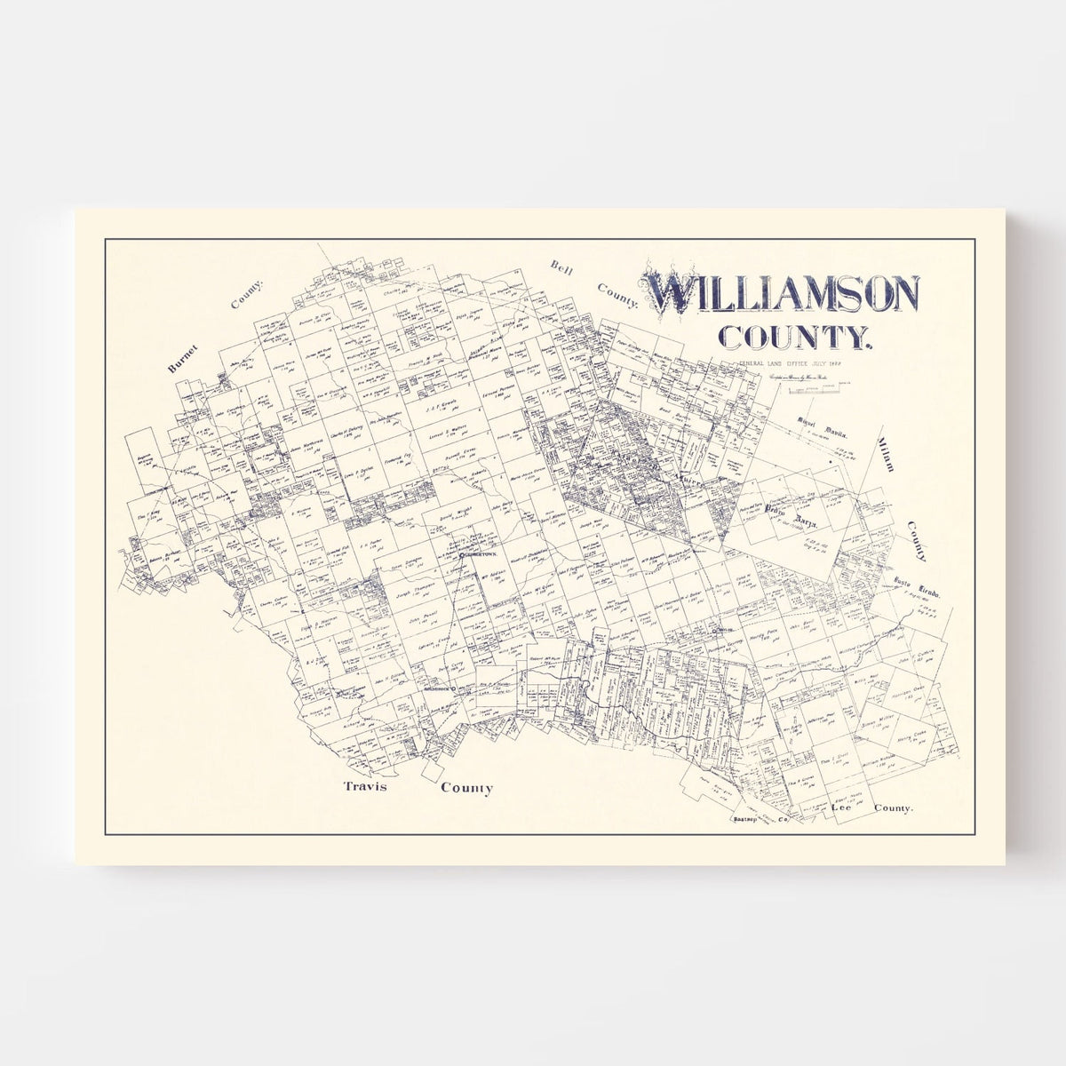 Vintage Map of Williamson County, Texas 1888, photo 4 of 5