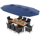 10 Piece Outdoor Patio Dining Set with 15 Feet Double-Sided Twin Umbrella by LJGDeals
