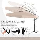10 Feet Patio Cantilever Umbrella with Cover Tilt Adjustment and Ruffled Edge-Beige