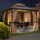 Hardtop Gazebo 10x10 ft with Netting and Curtains by DirectDeals
