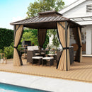 Hardtop Gazebo 10x10 ft with Netting and Curtains by DirectDeals