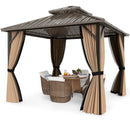 Hardtop Gazebo 10x10 ft with Netting and Curtains by LJGDeals
