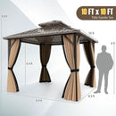 Hardtop Gazebo 10x10 ft with Netting and Curtains by DirectDeals