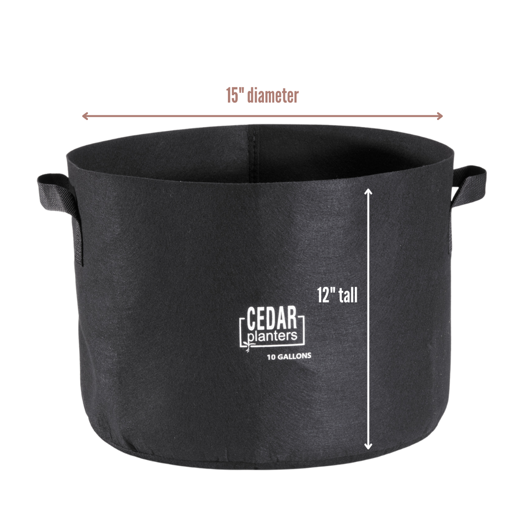 Grow Bag (10 Gallon), dimensions drawing