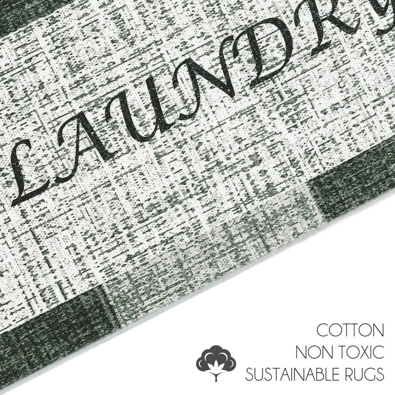 SussexHome Non Skid Washable Laundry Room Rug Runner - 20" x 59" | Olive Green