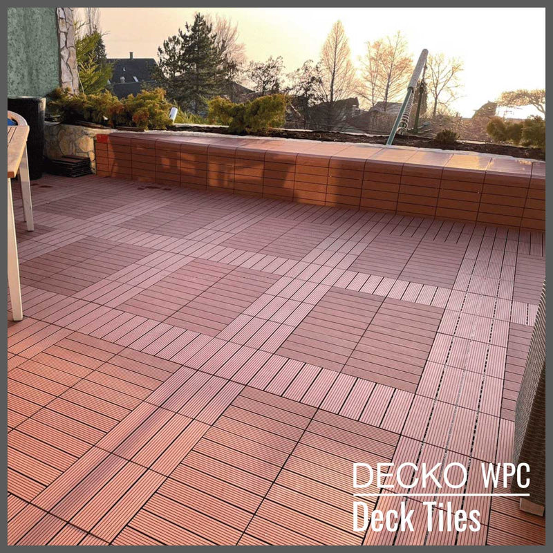 Deck Tile <b>Corner Ramp Edge</b> - for Premium WPC Interlocking Tiles | DECKO (3.1"/3.1"/0.8") - (One Piece)