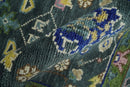 Custom Made Runner Charcoal, Green And Blue Turkish Design Hand Knotted Wool Rug by The Rug Decor