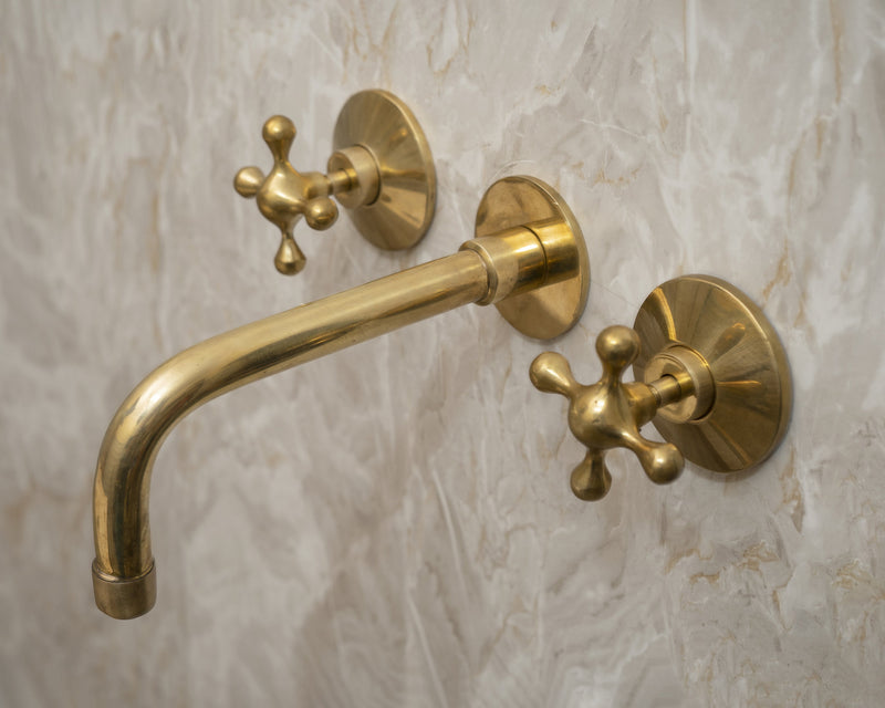 Unlacquered Brass Wall Mounted Bath Faucet