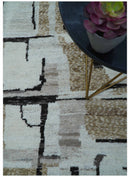 Fossil Custom Made Modern Contemporary Brown Hand knotted Wool Rug
