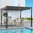 10 x 10 Feet Outdoor Pergola with Retractable Canopy and Metal Columns-Gray by LJGDeals