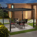 10 x 10 Feet Outdoor Pergola with Retractable Canopy and Metal Columns-Gray by LJGDeals