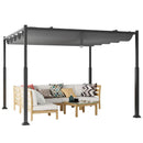 10 x 10 Feet Outdoor Pergola with Retractable Canopy and Metal Columns-Gray by LJGDeals