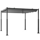 10 x 10 Feet Outdoor Pergola with Retractable Canopy and Metal Columns-Gray by LJGDeals