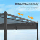 10 x 10 Feet Outdoor Pergola with Retractable Canopy and Metal Columns-Gray by LJGDeals