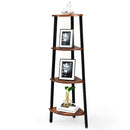 4-Tier Corner Shelf Metal Storage Rack Domestic Bookcase-Black