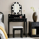 Makeup Dressing Table with Touch Switch Lighted Mirror and Cushioned Stool by LJGDeals