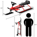 55.5 x 23.5 Inch Snow Sled with Steering Wheel and Double Brakes Pull Rope Slider by LJGDeals
