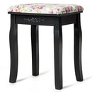 Vanity Wood Dressing Stool Padded Piano Seat with Rose Cushion by LJGDeals