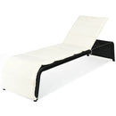 Patio Rattan Lounge Chair Back Adjustable Chaise Recliner with Cushioned by LJGDeals