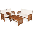 4 Pieces Patio Solid Wood Furniture Set by LJGDeals