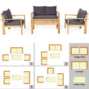 Outdoor 4 Pieces Acacia Wood Chat Set with Water Resistant Cushions by LJGDeals