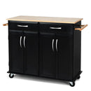 Wood Top Rolling Kitchen Trolley Island Cart Storage Cabinet by LJGDeals