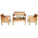 4 Pieces Outdoor Acacia Wood Sofa Furniture Set by LJGDeals