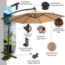 10 Feet 360° Rotation Solar Powered LED Patio Offset Umbrella without Weight Base-Gray by LJGDeals