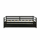 Twin Size Wooden Slat Trundle Platform-Dark Brown