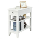 3-Tier Nightstand Bedside Table Sofa Side with Double Shelves Drawer-White