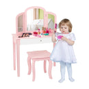 Kids Princess Make Up Dressing Table with Tri-folding Mirror and Chair by LJGDeals