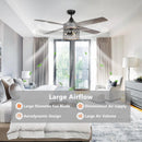 52" Mirelle Indoor Black Downrod Mounting Ceiling Fan with Light Kit And Remote